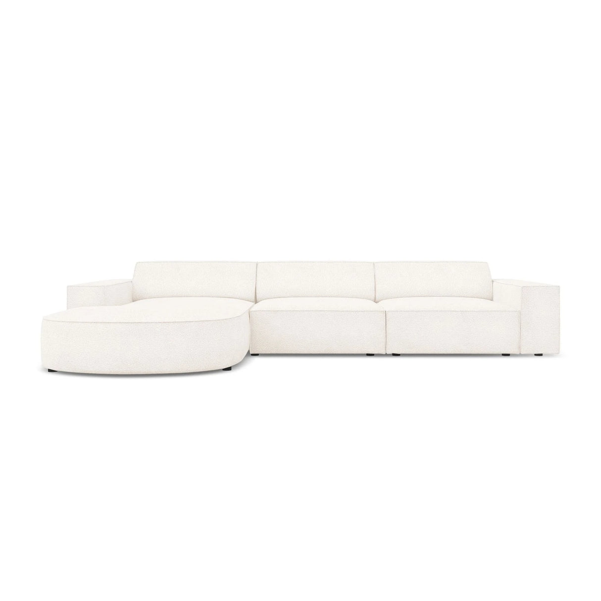 Jodie 4-Sitzer Ecksofa, Linke Seite, rund, aus Boucle (AscNATA) in Beige, 284x166 cm – Bild 1
