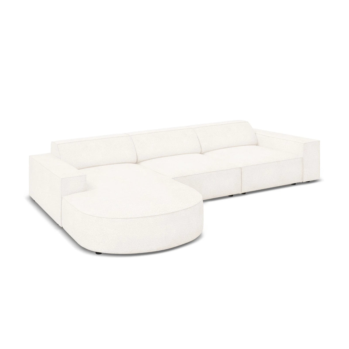 Jodie 4-Sitzer Ecksofa, Linke Seite, rund, aus Boucle (AscNATA) in Beige, 284x166 cm – Bild 5