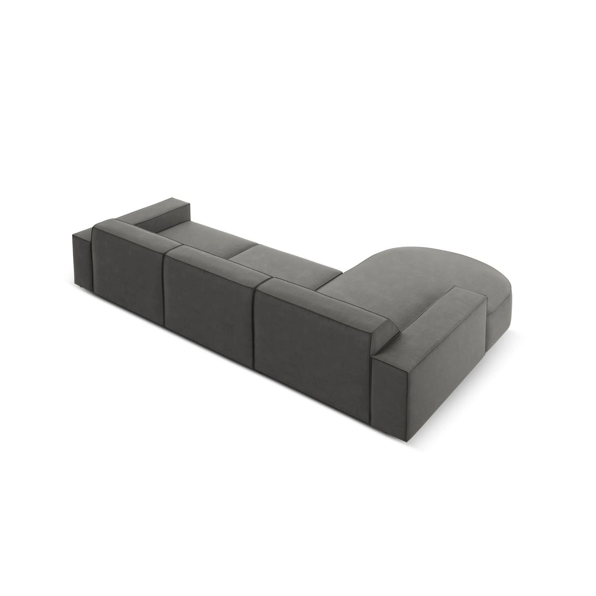 Jodie 4-Sitzer Ecksofa, Linke Seite, rund, aus Samt (Blu13) in Hellgrau, 284x166 cm – Bild 6