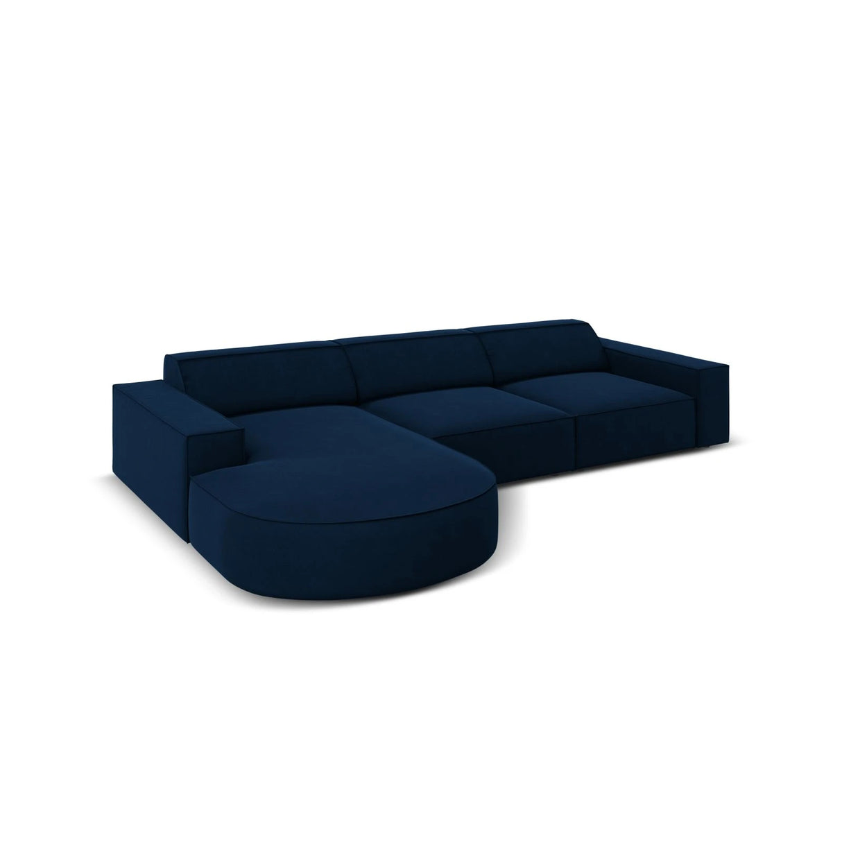 Jodie 4-Sitzer Ecksofa, Linke Seite, rund, aus Samt (Blu86) in Königsblau, 284x166 cm – Bild 5