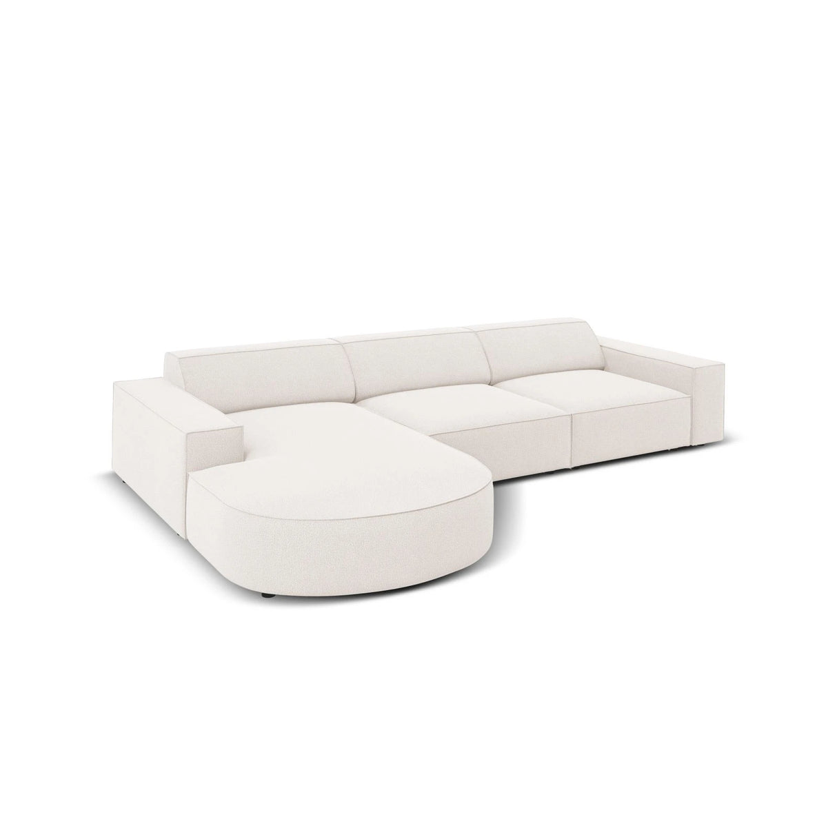 Jodie 4-Sitzer Ecksofa, Linke Seite, rund, aus Strukturierter Stoff (Meg351) in Leichtes Beige, 284x166 cm – Bild 4