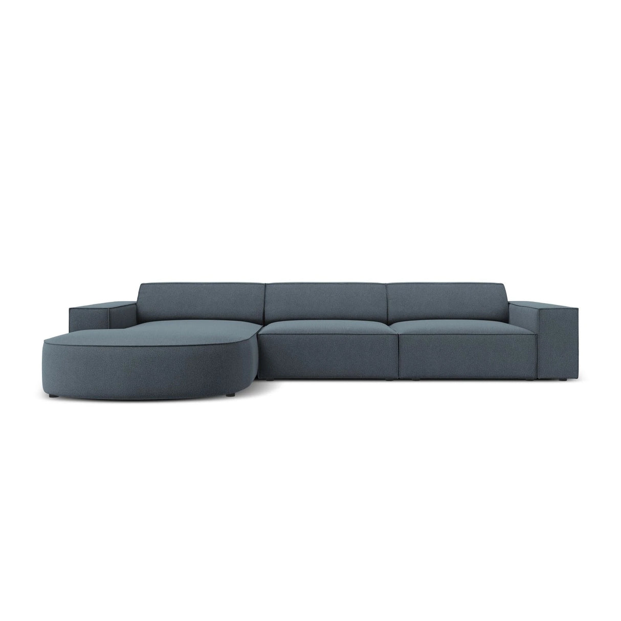 Jodie 4-Sitzer Ecksofa, Linke Seite, rund, aus Strukturierter Stoff (Meg361) in Blau, 284x166 cm – Bild 1