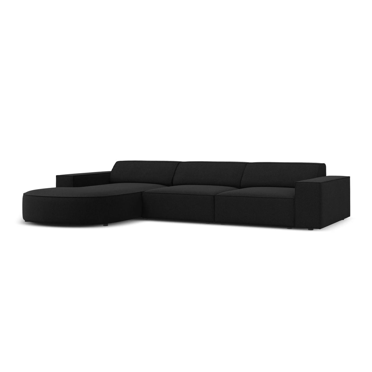 Jodie 4-Sitzer Ecksofa, Linke Seite, rund, aus Strukturierter Stoff (Meg368) in Schwarz, 284x166 cm – Bild 3