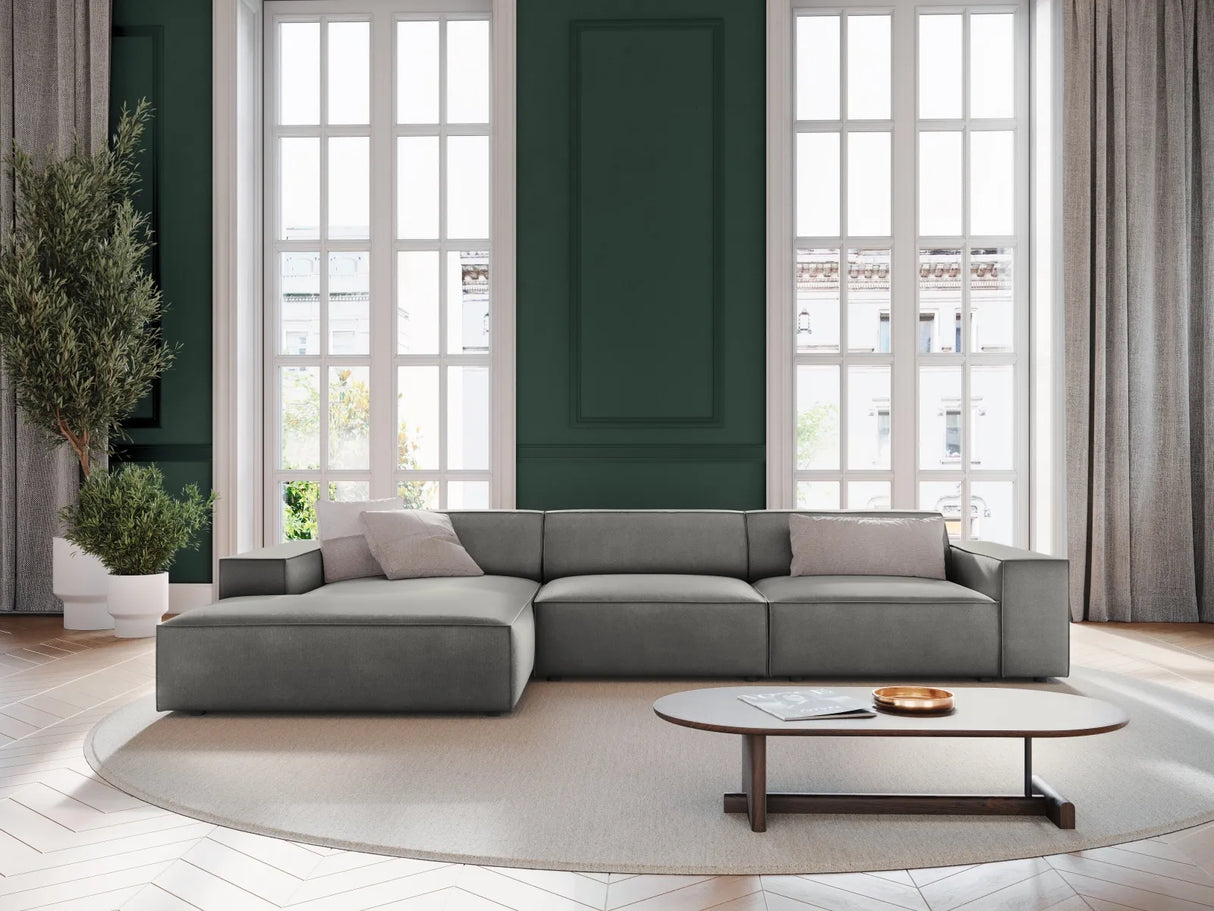 Jodie 4-Sitzer Ecksofa Links 284x166 cm aus Samt (Blu13) in Hellgrau – Bild 7