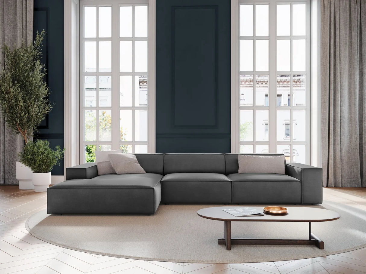 Jodie 4-Sitzer Ecksofa Links 284x166 cm aus Samt (Blu14) in Grau – Bild 7
