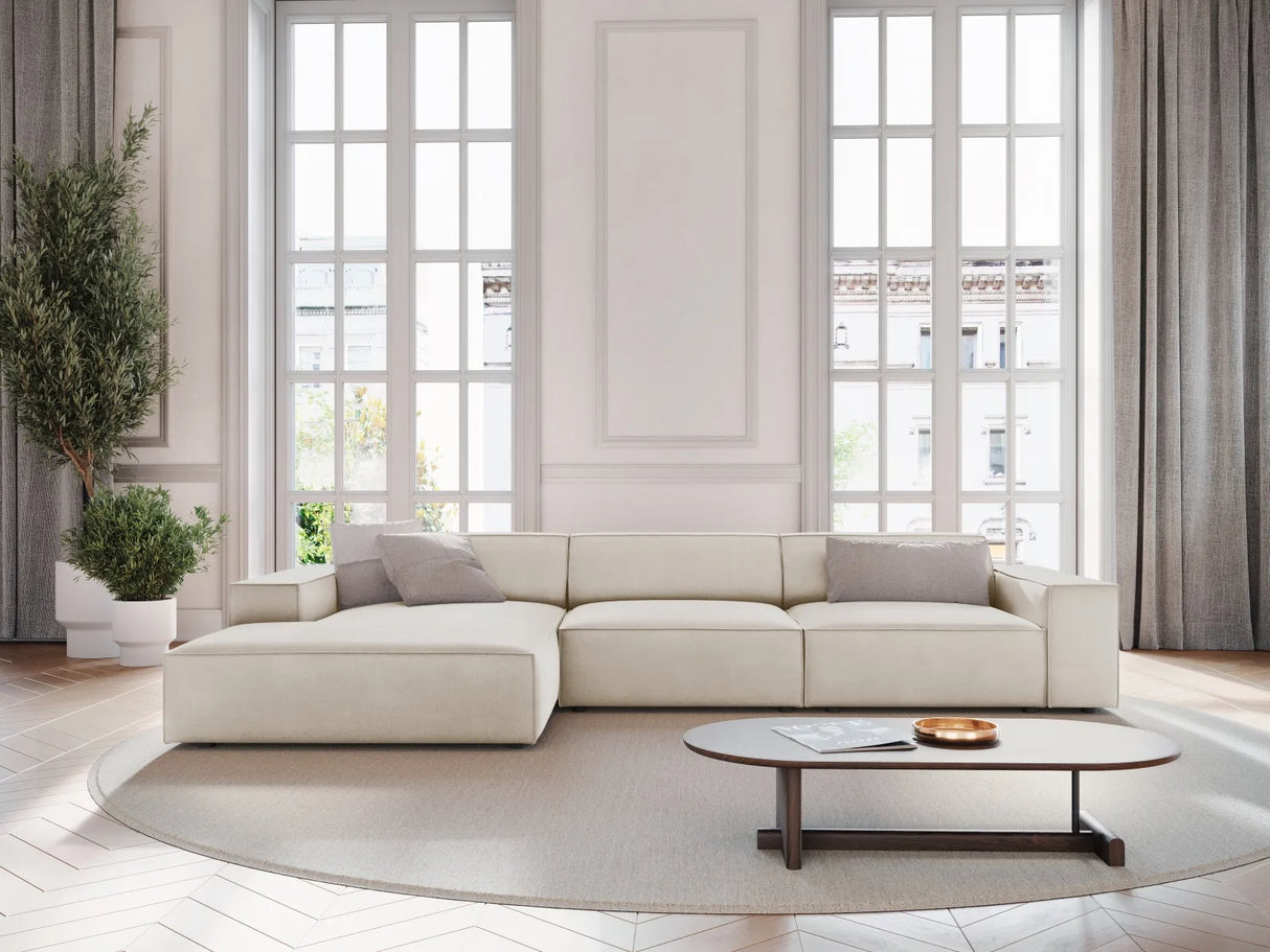 Jodie 4-Sitzer Ecksofa Links 284x166 cm aus Samt (Blu30) in Dunkelbeige – Bild 7