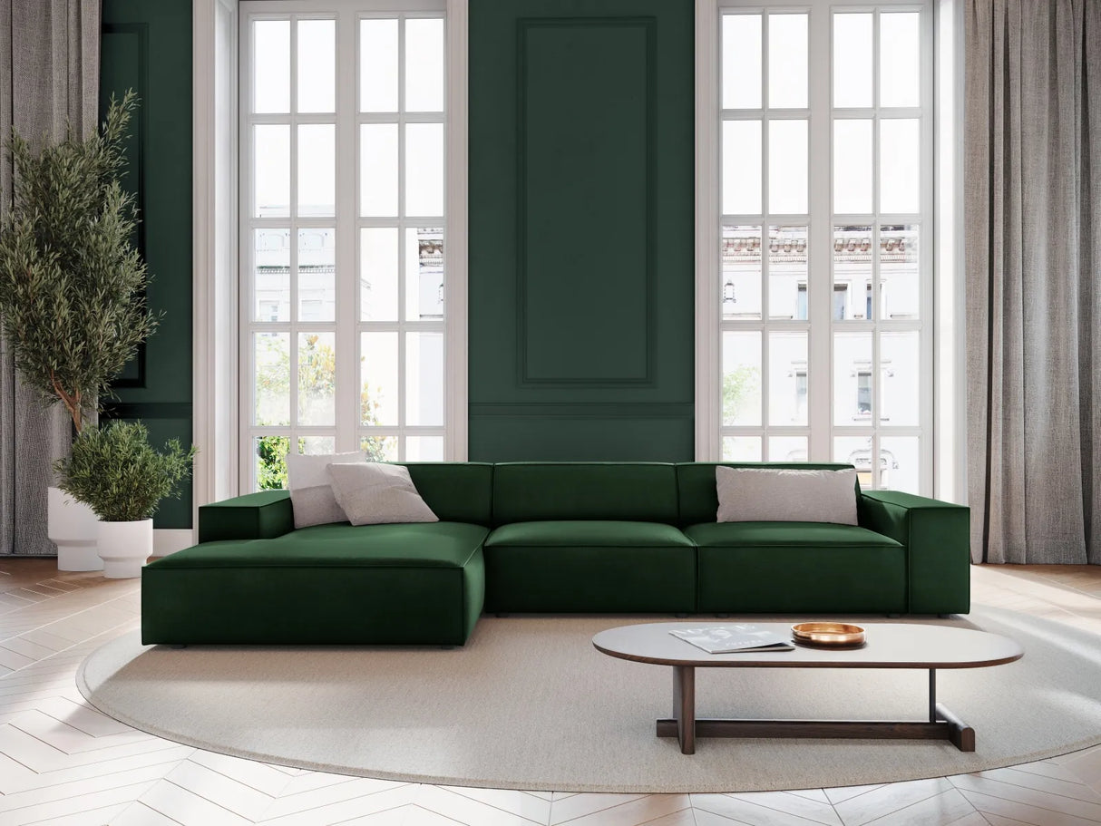 Jodie 4-Sitzer Ecksofa Links 284x166 cm aus Samt (Blu78) in Flaschengrün – Bild 7