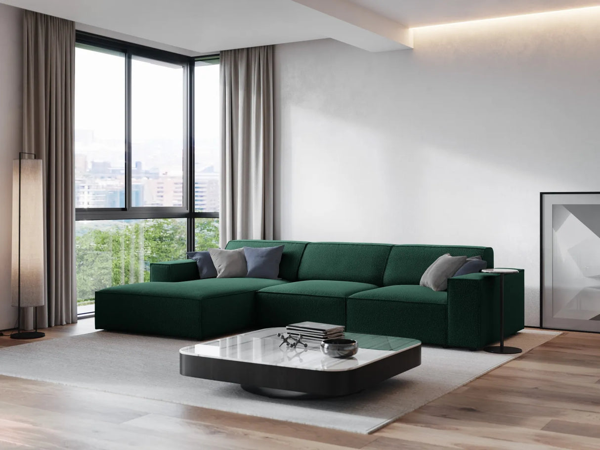 Jodie 4-Sitzer Ecksofa Links 284x166 cm aus Strukturierter Stoff (Meg359) in Grün – Bild 1