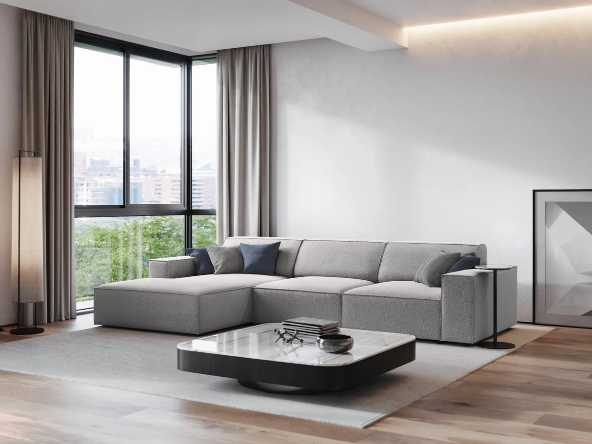 Jodie 4-Sitzer Ecksofa Links 284x166 cm aus Strukturierter Stoff (Meg363) in Hellgrau – Bild 1