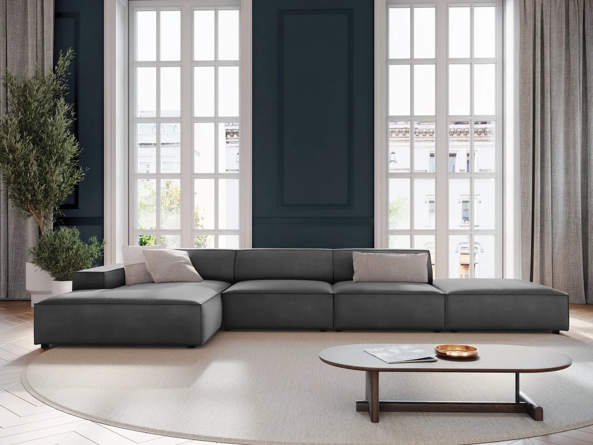 Jodie 4-Sitzer Ecksofa Links 341x166 cm aus Samt (Blu14) in Grau – Bild 2