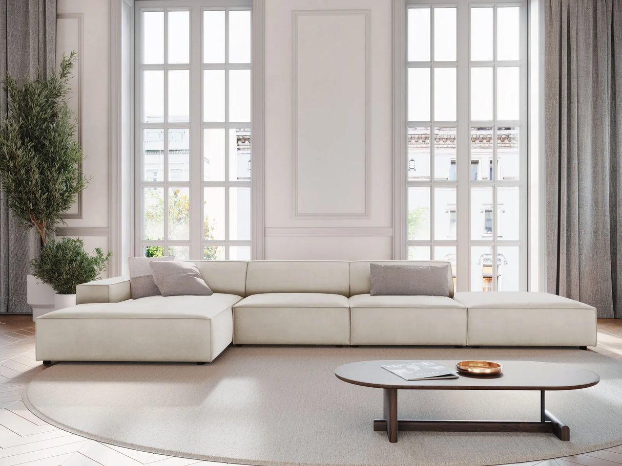 Jodie 4-Sitzer Ecksofa Links 341x166 cm aus Samt (Blu30) in Dunkelbeige – Bild 7