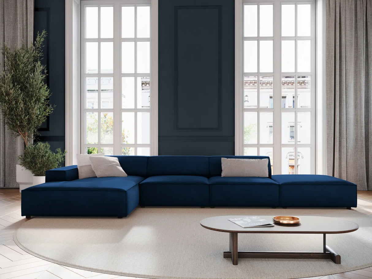 Jodie 4-Sitzer Ecksofa Links 341x166 cm aus Samt (Blu86) in Königsblau – Bild 1