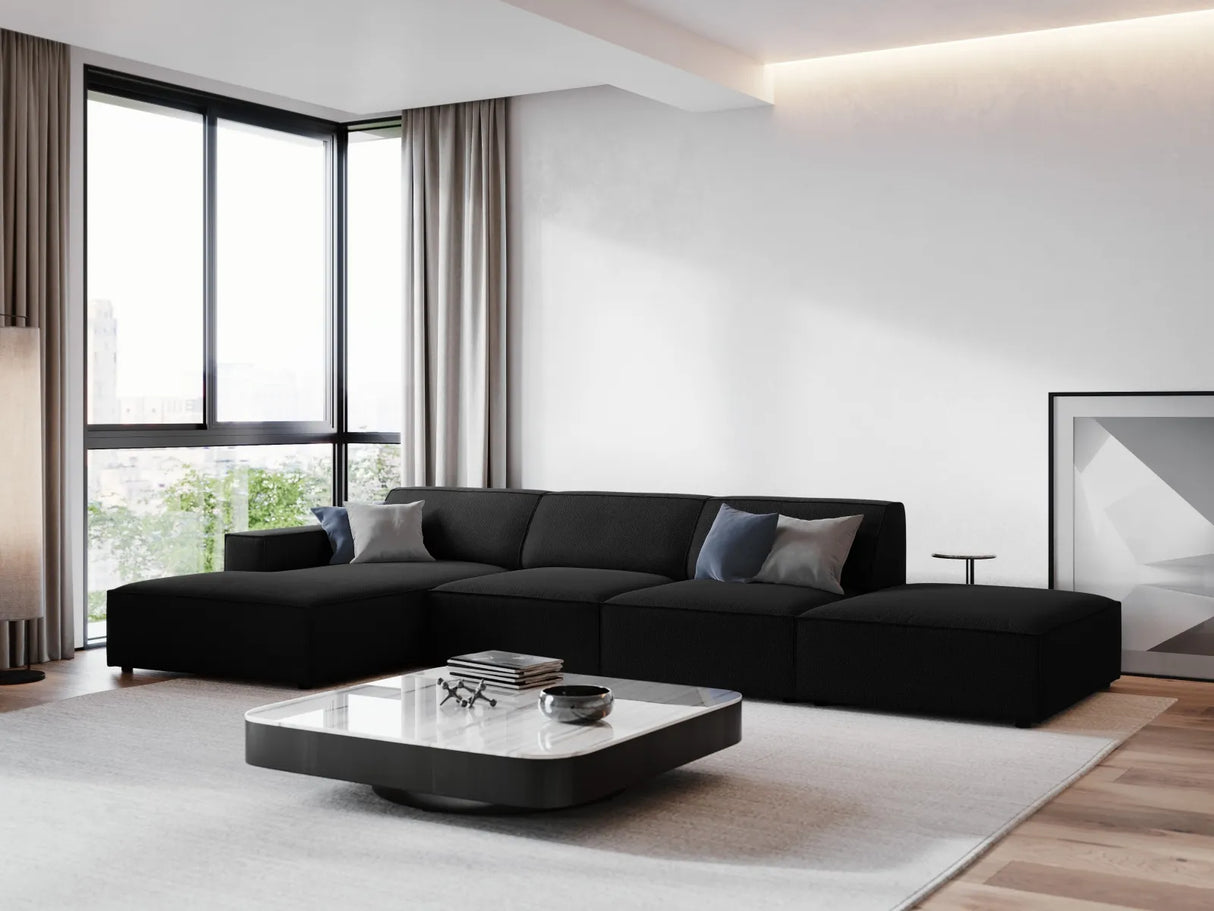 Jodie 4-Sitzer Ecksofa Links 341x166 cm aus Strukturierter Stoff (Meg368) in Schwarz – Bild 7