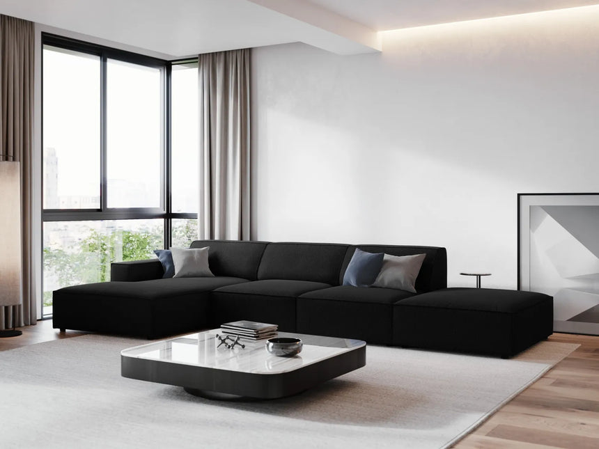 Jodie 4-Sitzer Ecksofa Links 341x166 cm aus Strukturierter Stoff (Meg368) in Schwarz – Bild 7