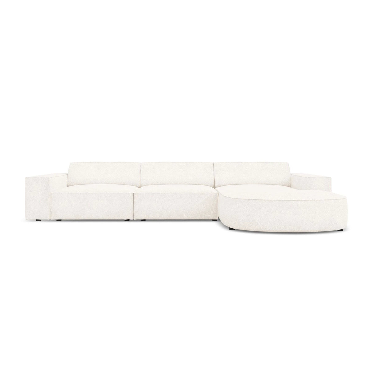 Jodie 4-Sitzer Ecksofa, Rechte Seite, rund, aus Boucle (AscNATA) in Beige, 284x166 cm – Bild 1