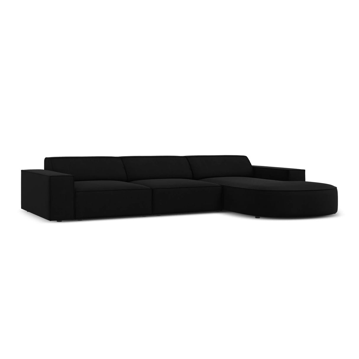 Jodie 4-Sitzer Ecksofa, Rechte Seite, rund, aus Samt (Blu19) in Schwarz, 284x166 cm – Bild 4