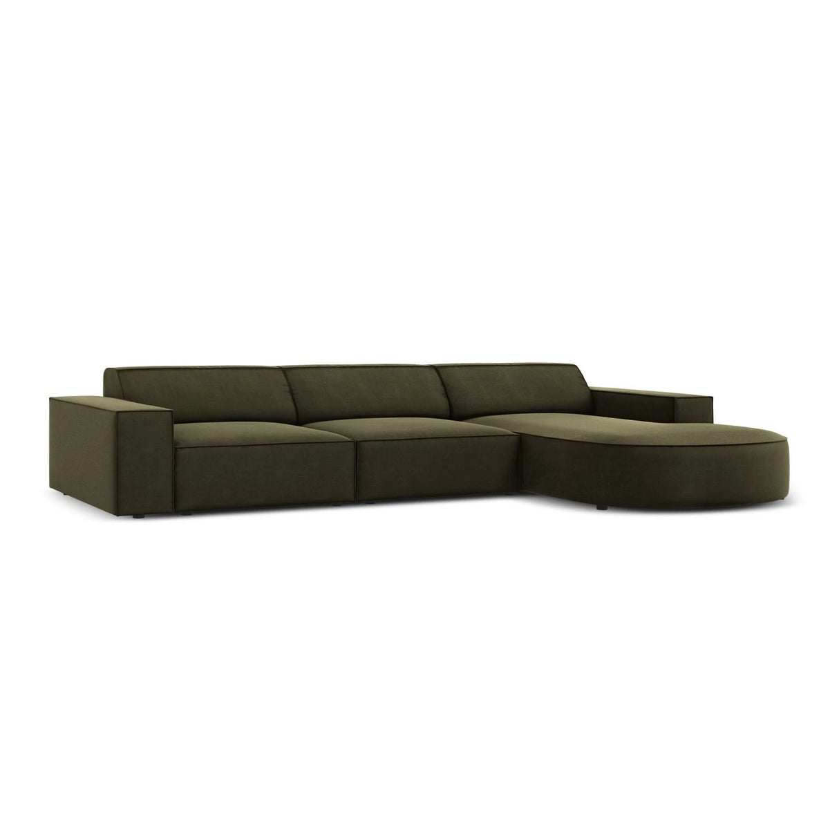 Jodie 4-Sitzer Ecksofa, Rechte Seite, rund, aus Samt (Blu77) in Grün, 284x166 cm – Bild 4