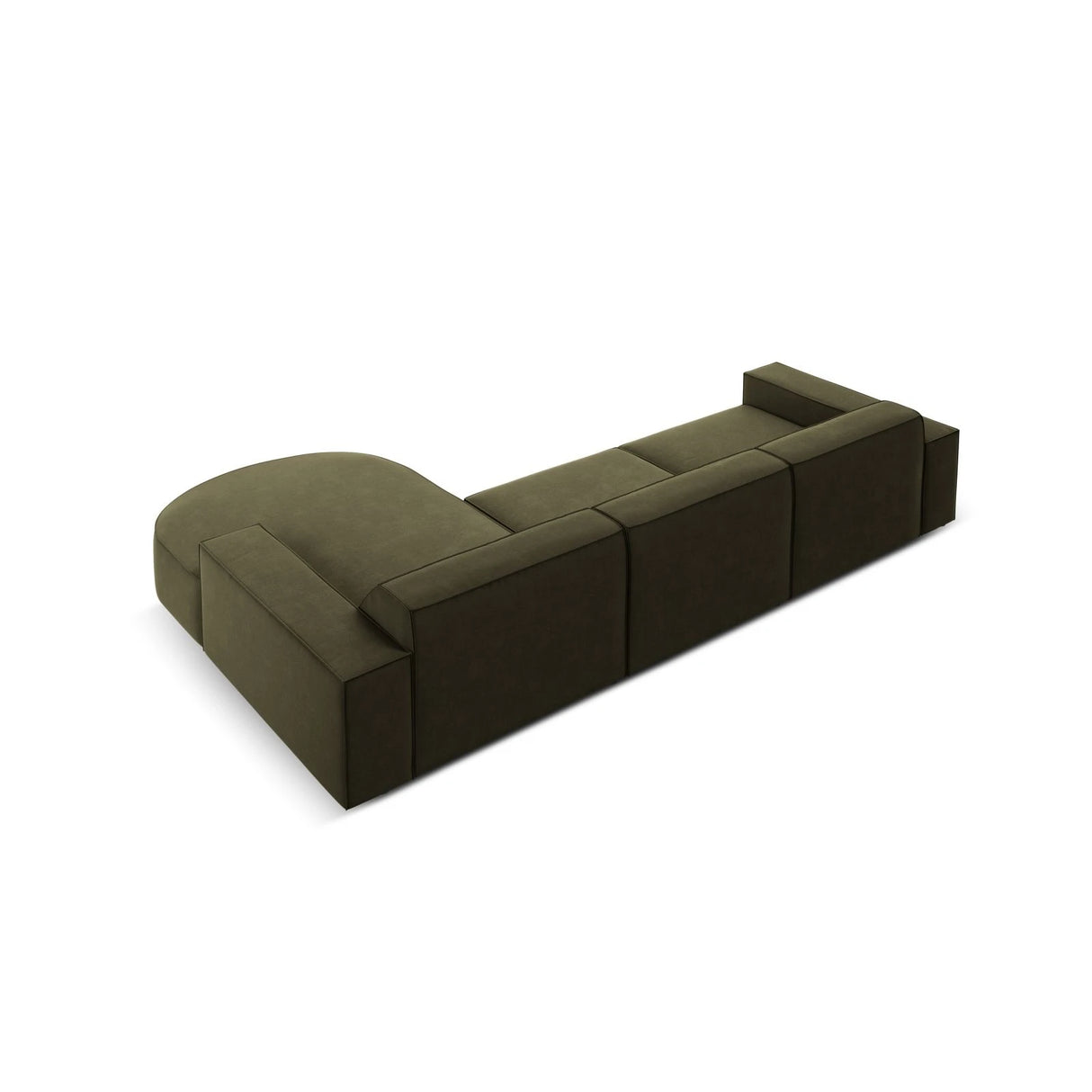 Jodie 4-Sitzer Ecksofa, Rechte Seite, rund, aus Samt (Blu77) in Grün, 284x166 cm – Bild 6