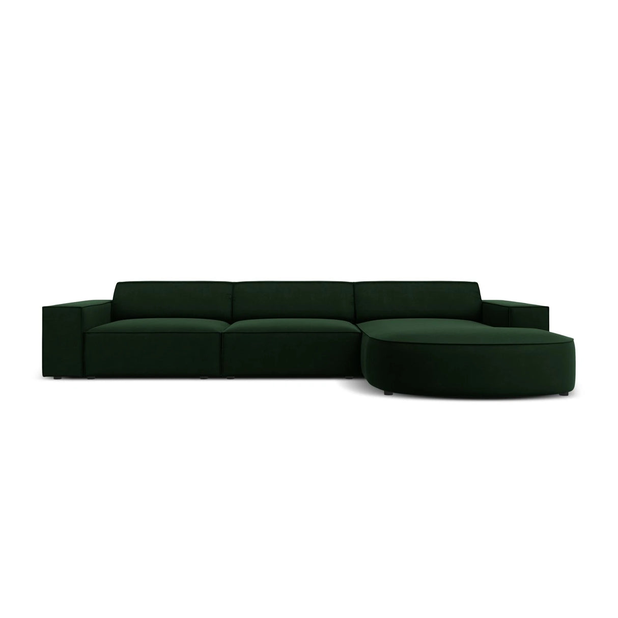Jodie 4-Sitzer Ecksofa, Rechte Seite, rund, aus Samt (Blu78) in Flaschengrün, 284x166 cm – Bild 1