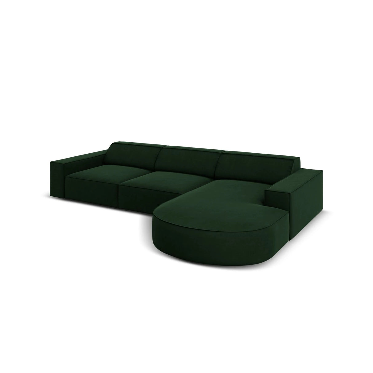 Jodie 4-Sitzer Ecksofa, Rechte Seite, rund, aus Samt (Blu78) in Flaschengrün, 284x166 cm – Bild 5