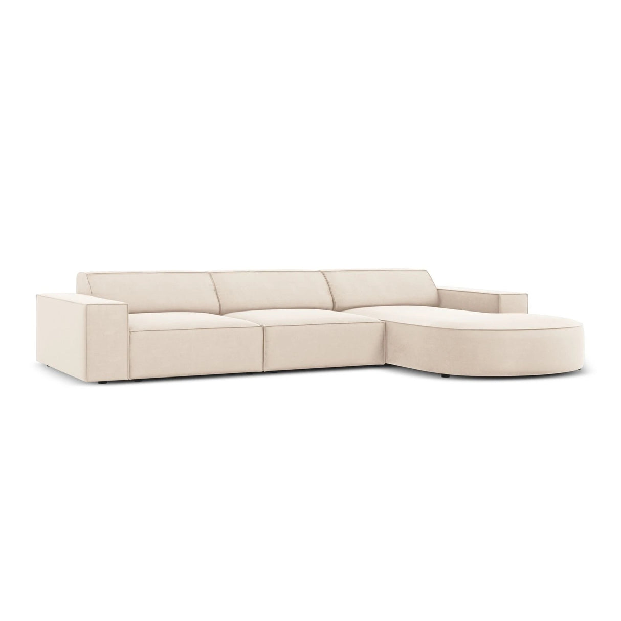 Jodie 4-Sitzer Ecksofa, Rechte Seite, rund, aus Samt oder Strukturstoff, 284x166 cm – Bild 4