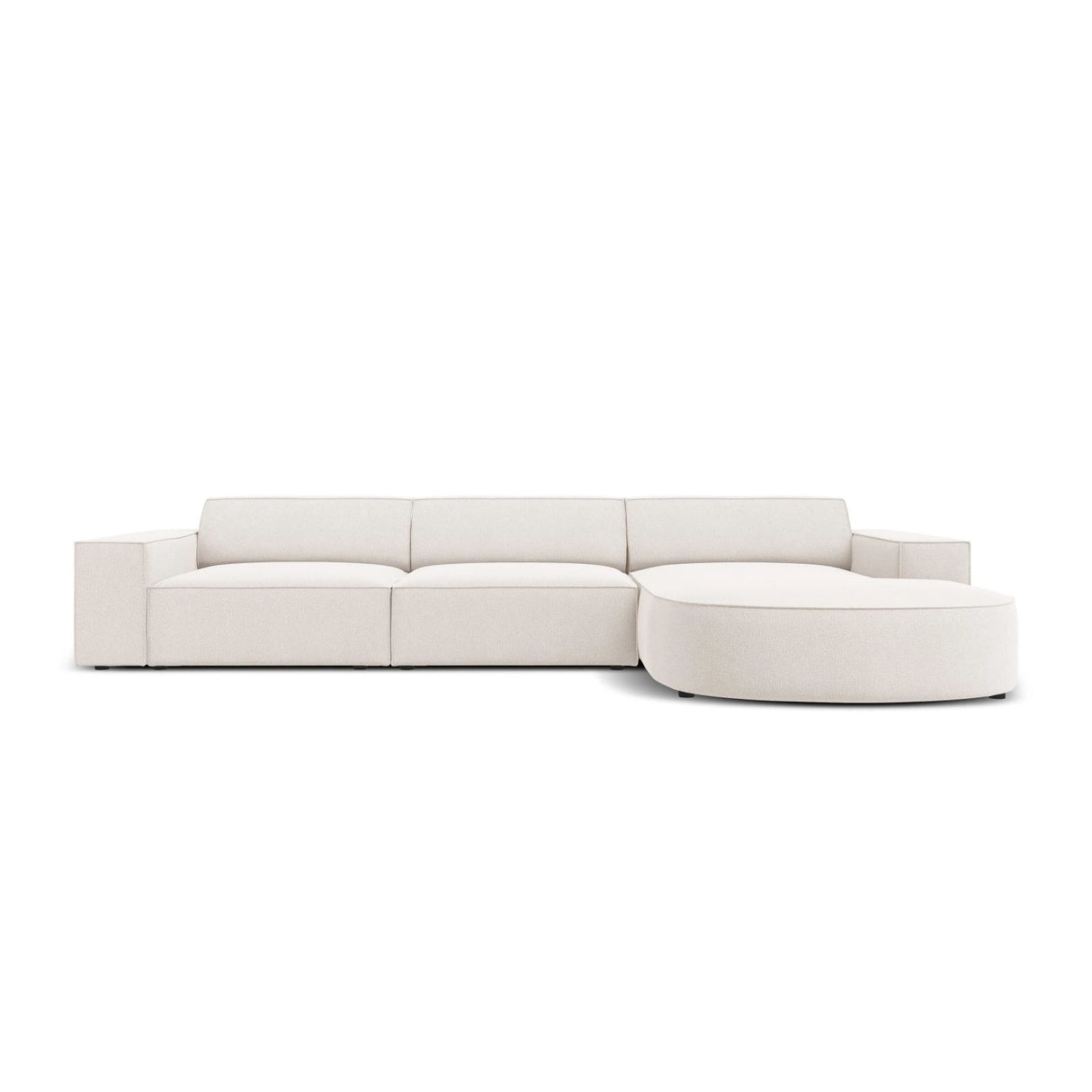 Jodie 4-Sitzer Ecksofa, Rechte Seite, rund, aus Strukturierter Stoff (Meg351) in Leichtes Beige, 284x166 cm – Bild 1