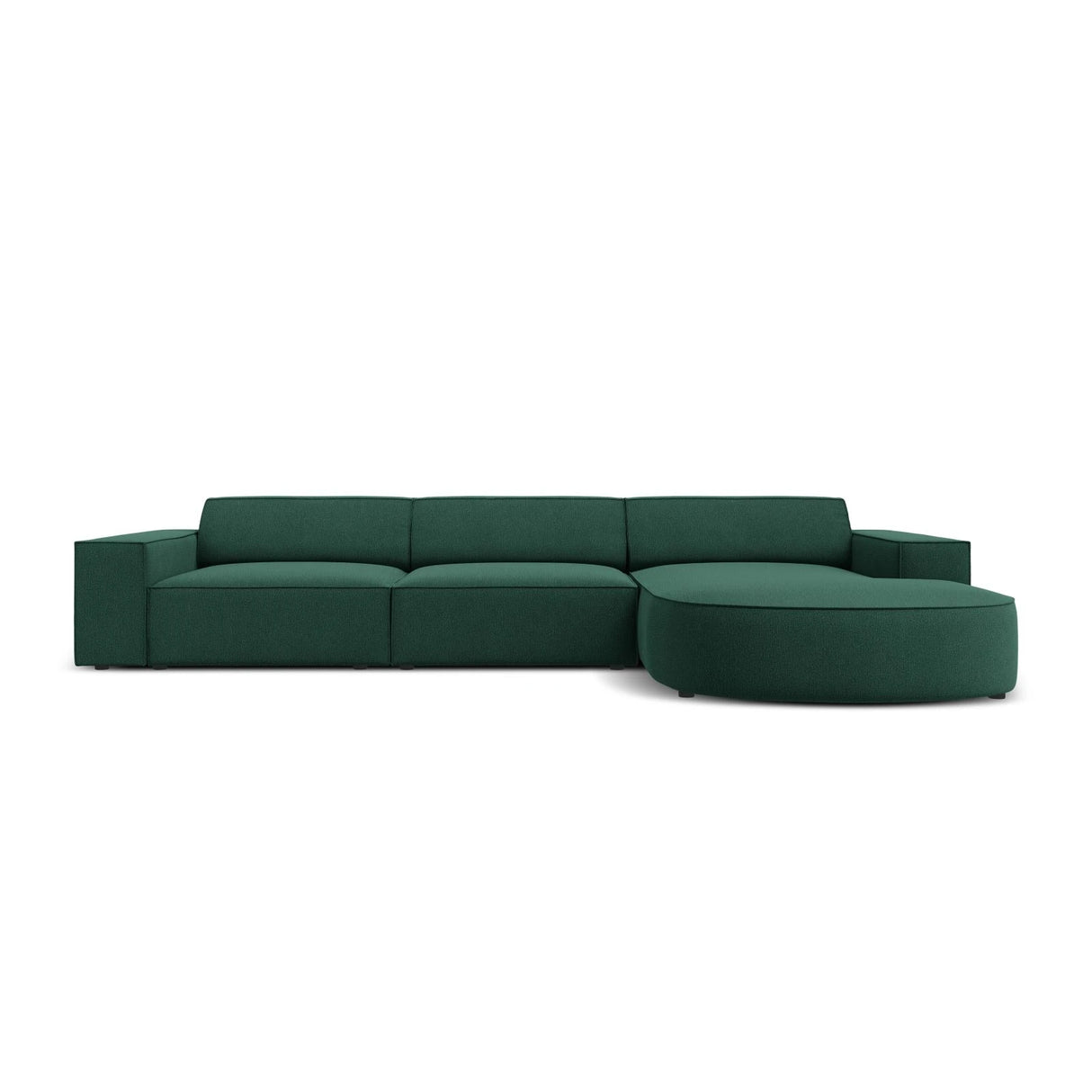 Jodie 4-Sitzer Ecksofa, Rechte Seite, rund, aus Strukturierter Stoff (Meg359) in Grün, 284x166 cm – Bild 1