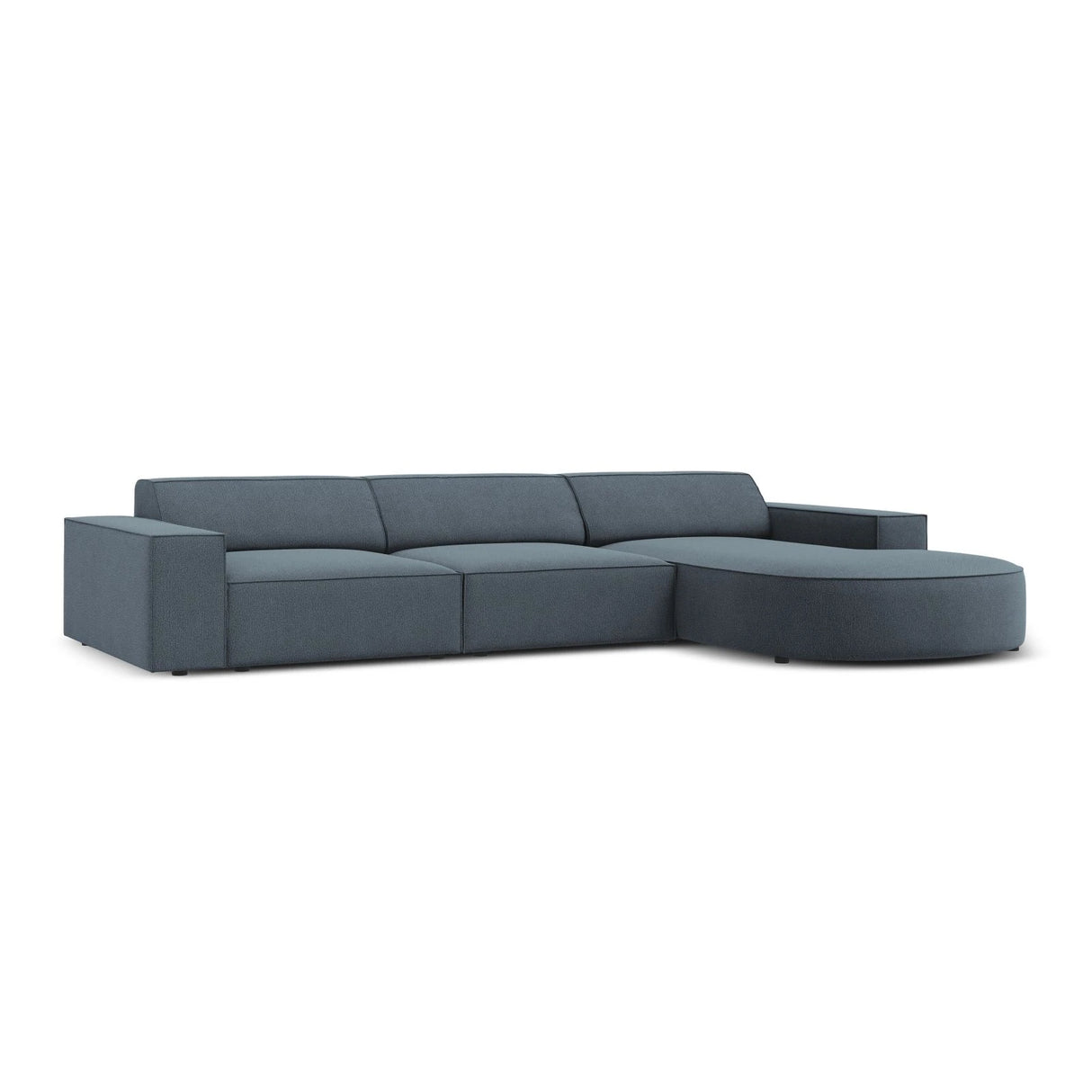 Jodie 4-Sitzer Ecksofa, Rechte Seite, rund, aus Strukturierter Stoff (Meg361) in Blau, 284x166 cm – Bild 3