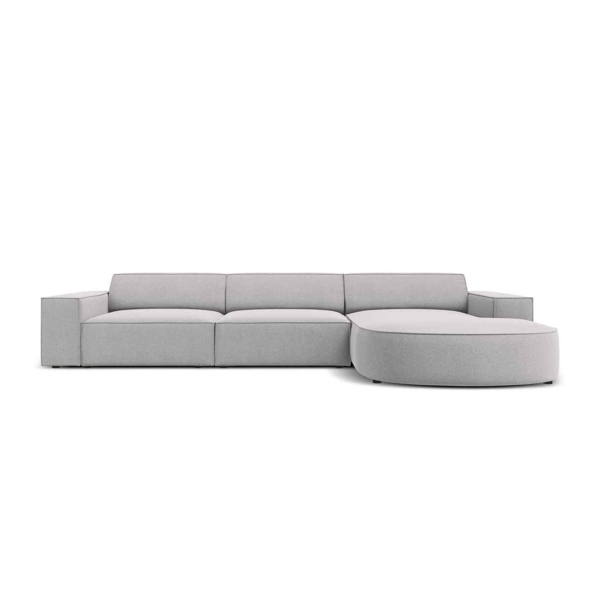 Jodie 4-Sitzer Ecksofa, Rechte Seite, rund, aus Strukturierter Stoff (Meg363) in Hellgrau, 284x166 cm – Bild 1