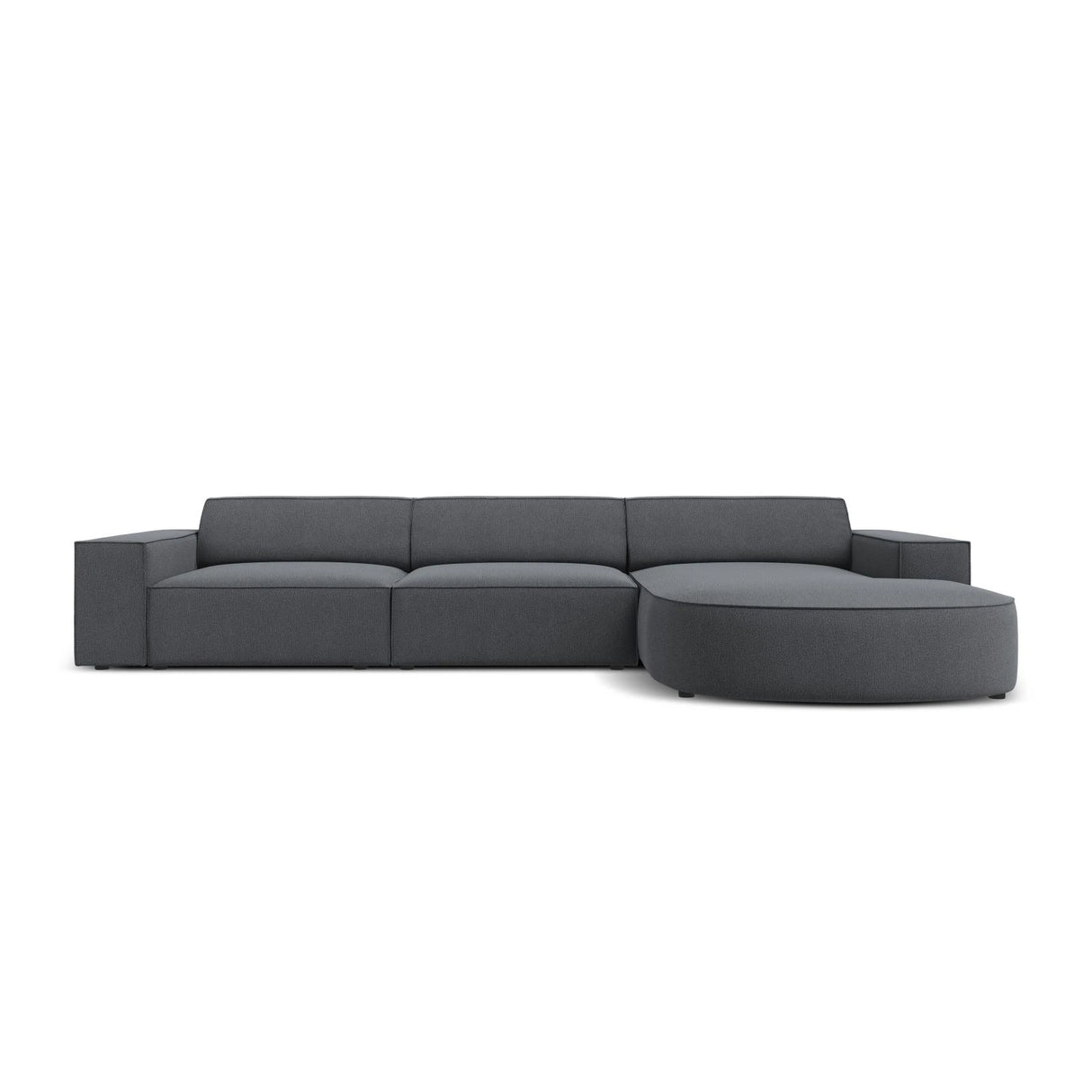 Jodie 4-Sitzer Ecksofa, Rechte Seite, rund, aus Strukturierter Stoff (Meg367) in Dunkelgrau, 284x166 cm – Bild 1