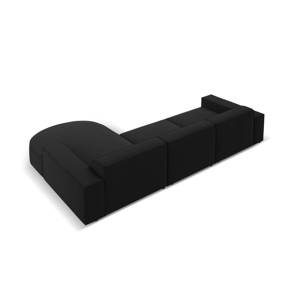 Jodie 4-Sitzer Ecksofa, Rechte Seite, rund, aus Strukturierter Stoff (Meg368) in Schwarz, 284x166 cm – Bild 5