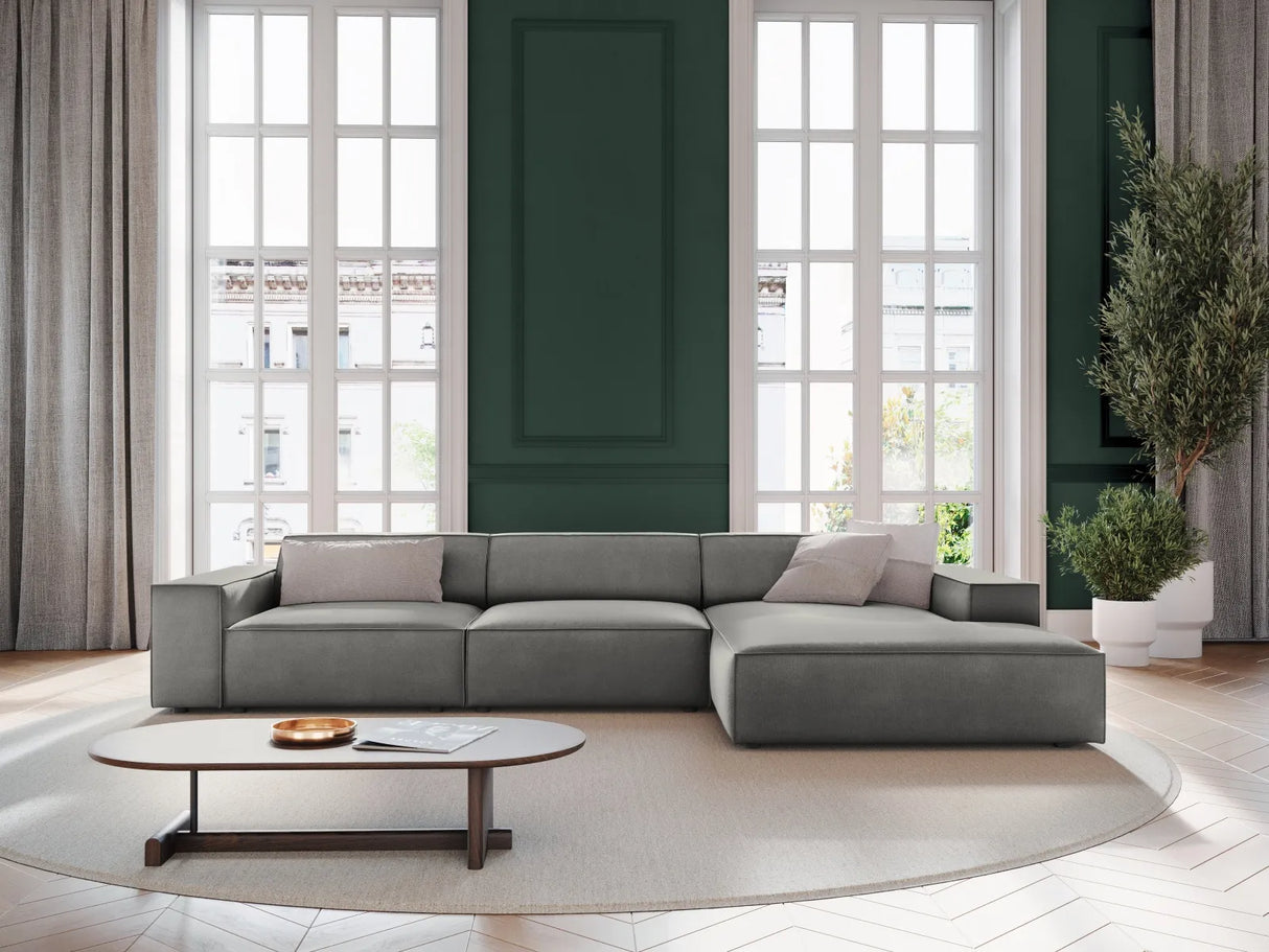 Jodie 4-Sitzer Ecksofa Rechts 284x166 cm aus Samt (Blu13) in Hellgrau – Bild 7