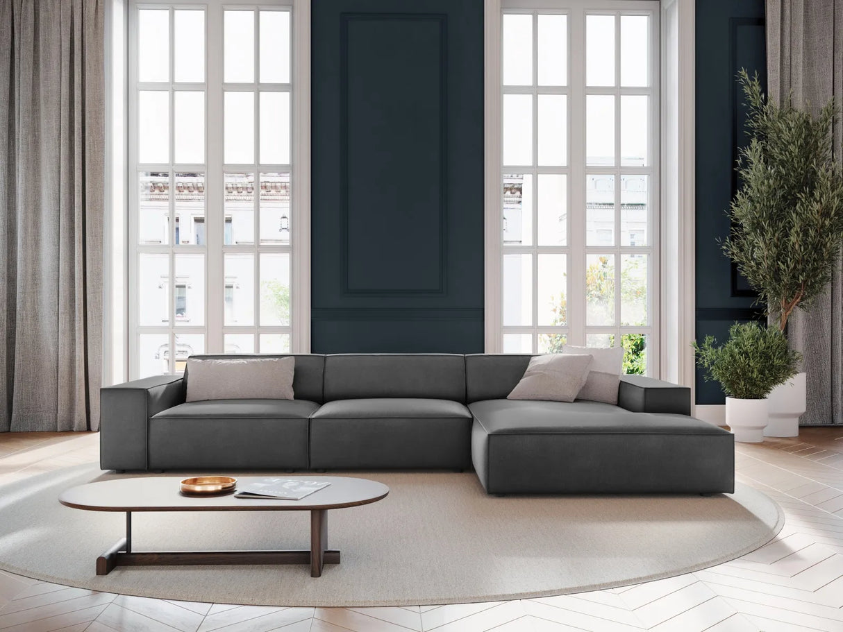 Jodie 4-Sitzer Ecksofa Rechts 284x166 cm aus Samt (Blu14) in Grau – Bild 7
