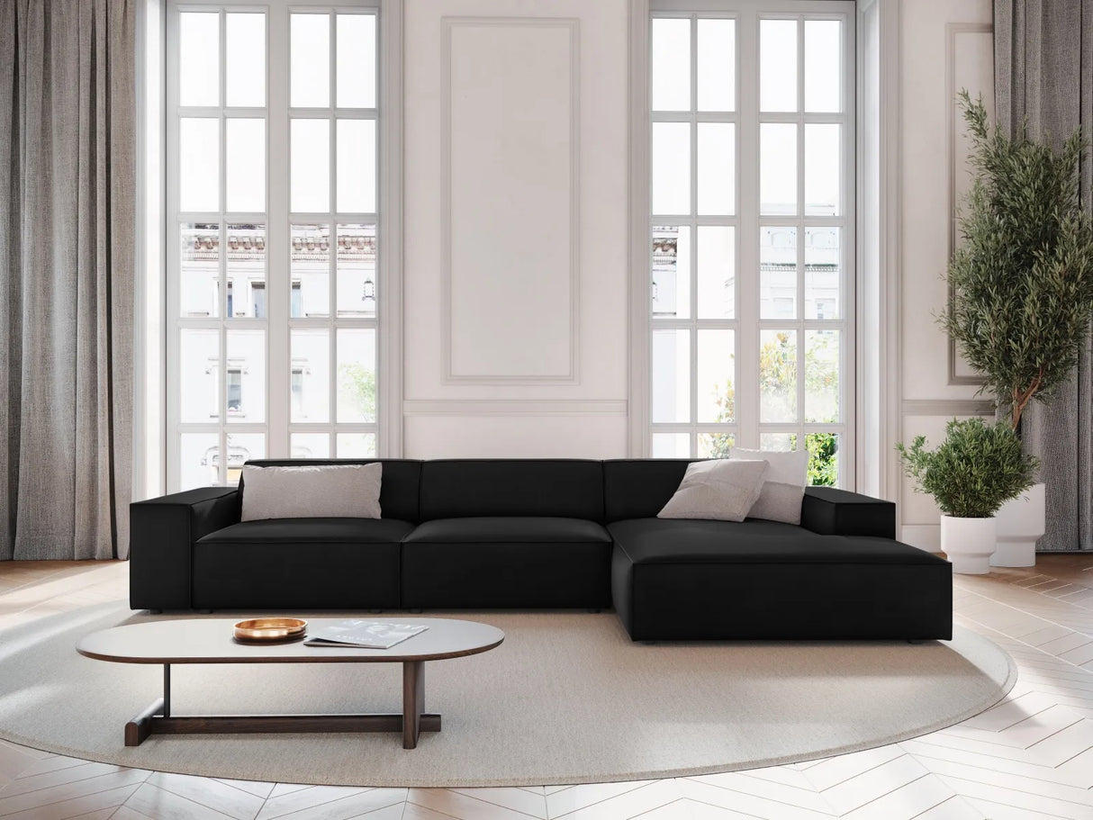 Jodie 4-Sitzer Ecksofa Rechts 284x166 cm aus Samt (Blu19) in Schwarz – Bild 7