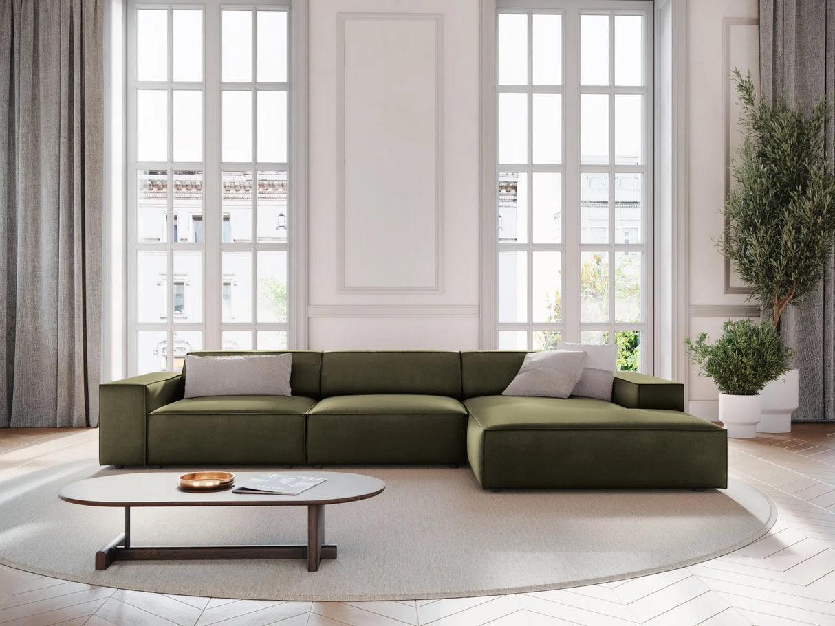 Jodie 4-Sitzer Ecksofa Rechts 284x166 cm aus Samt (Blu77) in Grün – Bild 1