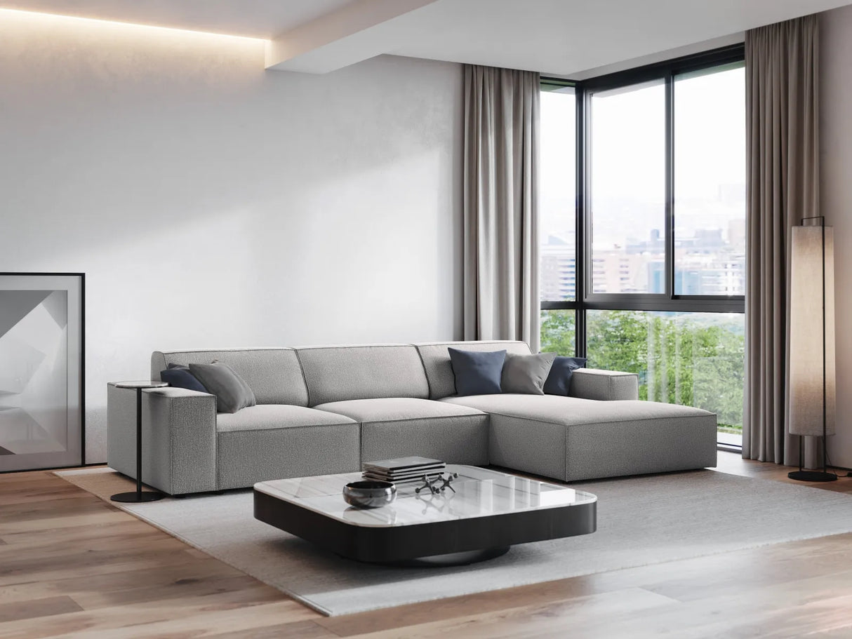 Jodie 4-Sitzer Ecksofa Rechts 284x166 cm aus Strukturierter Stoff (Meg363) in Hellgrau – Bild 1