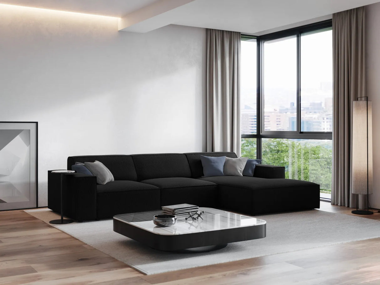 Jodie 4-Sitzer Ecksofa Rechts 284x166 cm aus Strukturierter Stoff (Meg368) in Schwarz – Bild 7