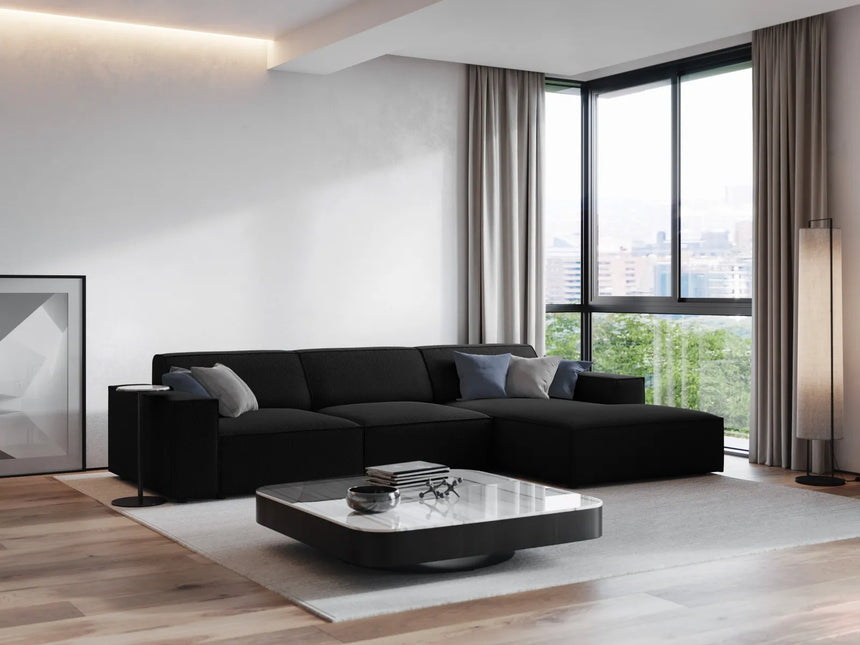 Jodie 4-Sitzer Ecksofa Rechts 284x166 cm aus Strukturierter Stoff (Meg368) in Schwarz – Bild 7