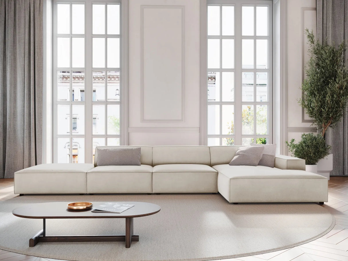 Jodie 4-Sitzer Ecksofa Rechts 341x166 cm aus Samt (Blu30) in Dunkelbeige – Bild 7