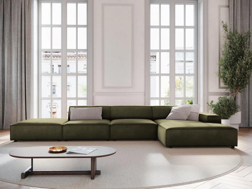 Jodie 4-Sitzer Ecksofa Rechts 341x166 cm aus Samt (Blu77) in Grün – Bild 2