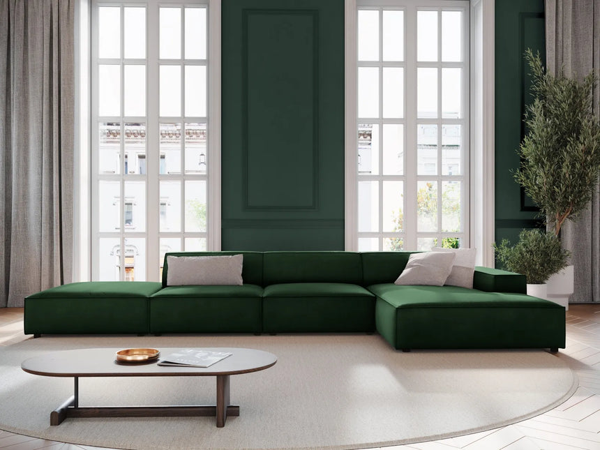 Jodie 4-Sitzer Ecksofa Rechts 341x166 cm aus Samt (Blu78) in Flaschengrün – Bild 1