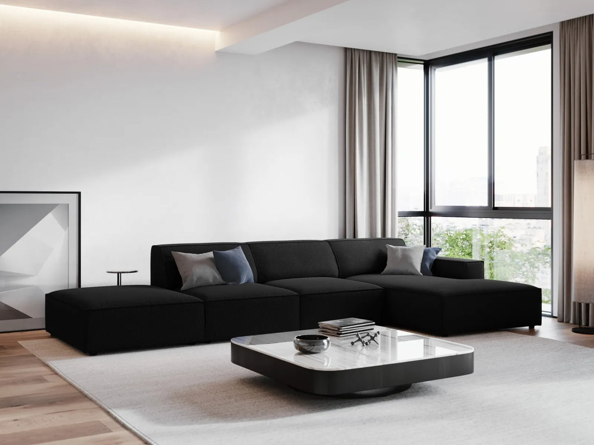 Jodie 4-Sitzer Ecksofa Rechts 341x166 cm aus Strukturierter Stoff (Meg368) in Schwarz – Bild 7