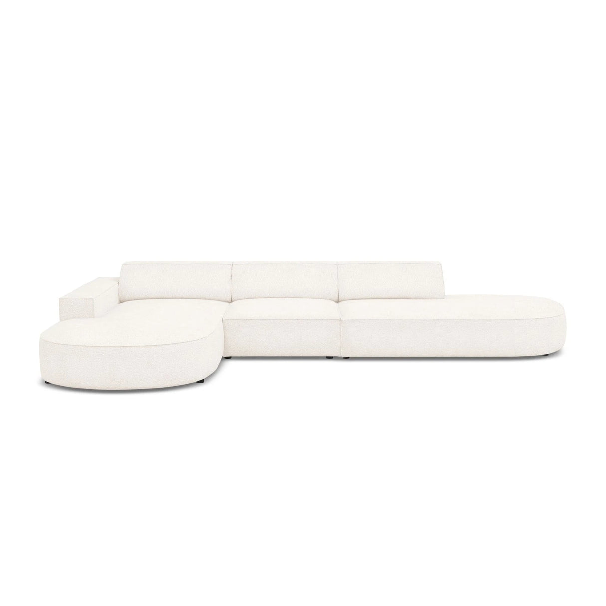 Jodie 5-Sitzer Ecksofa, Linke Seite, rund, aus Boucle (AscNATA) in Beige, 342x166 cm – Bild 1
