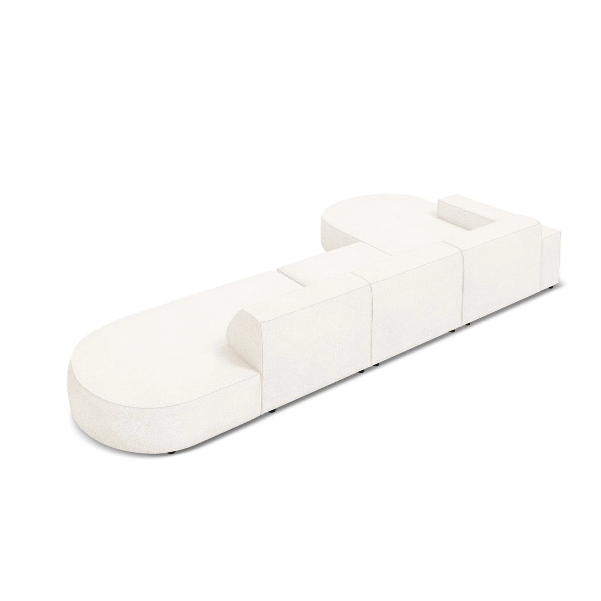 Jodie 5-Sitzer Ecksofa, Linke Seite, rund, aus Boucle (AscNATA) in Beige, 342x166 cm – Bild 6