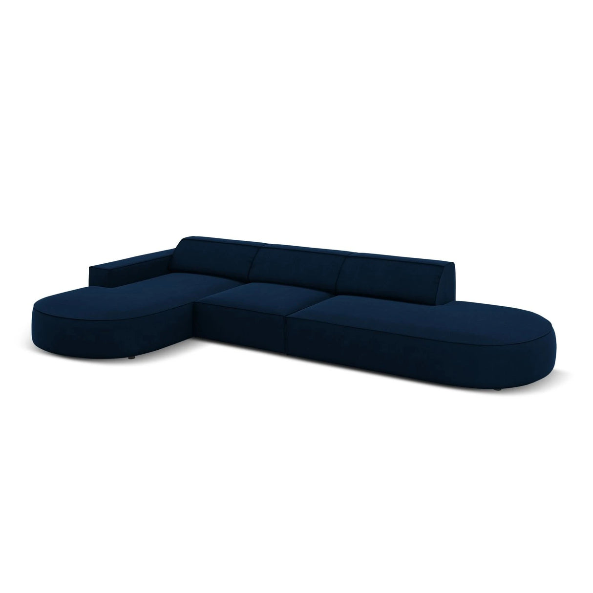 Jodie 5-Sitzer Ecksofa, Linke Seite, rund, aus Samt (Blu86) in Königsblau, 342x166 cm – Bild 5