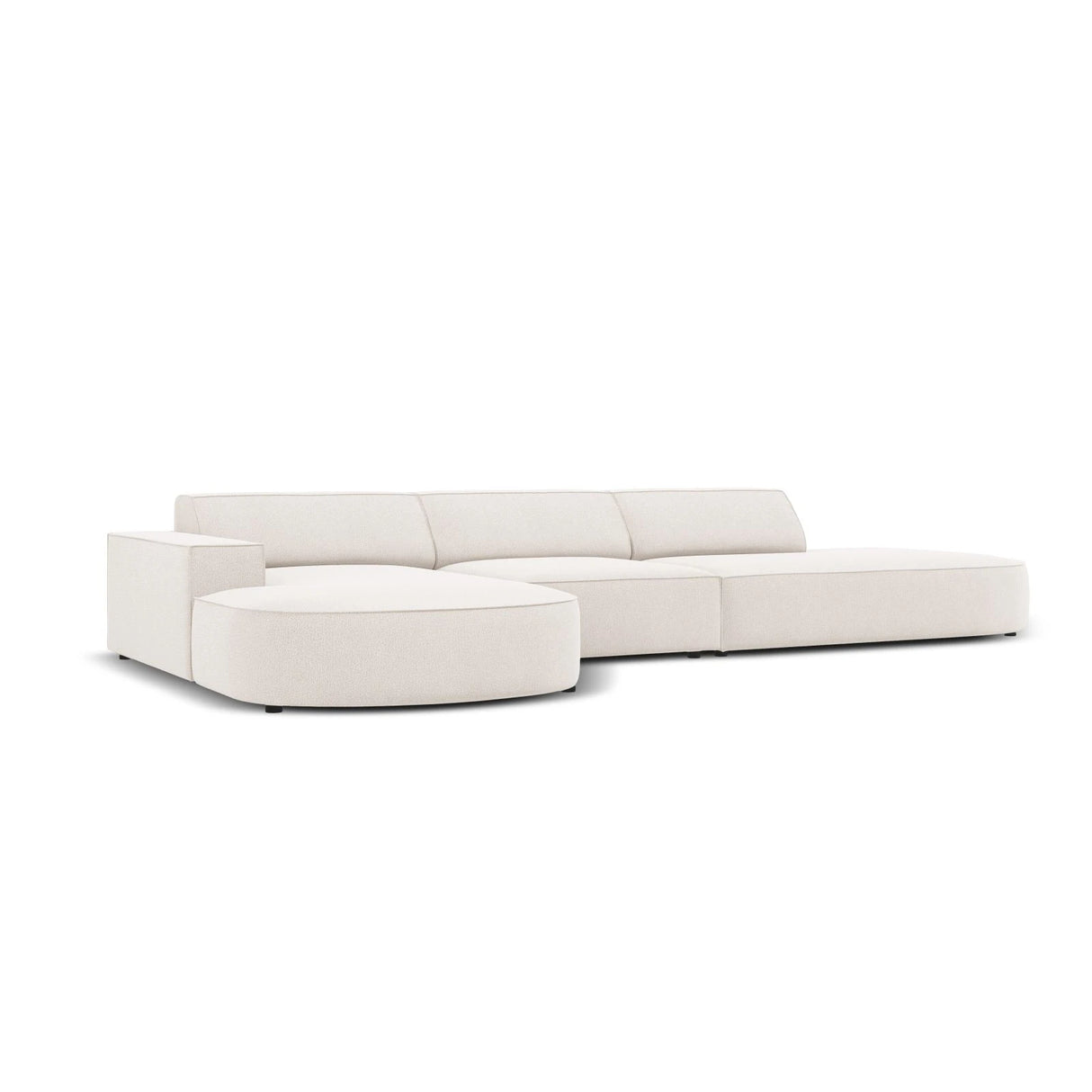 Jodie 5-Sitzer Ecksofa, Linke Seite, rund, aus Strukturierter Stoff (Meg351) in Leichtes Beige, 342x166 cm – Bild 3