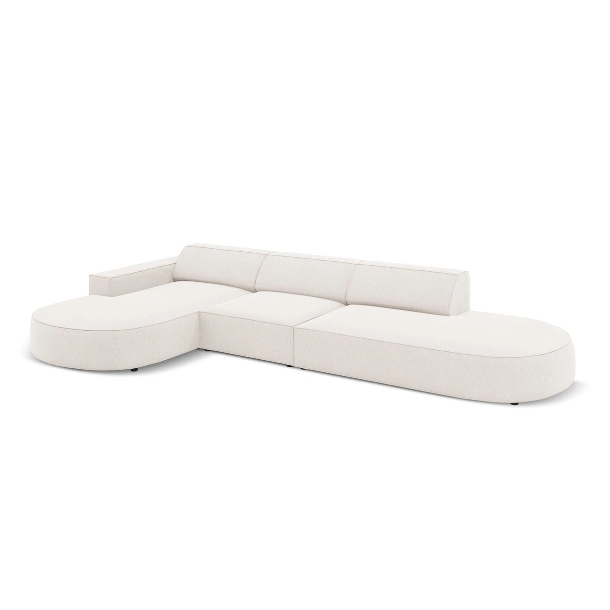Jodie 5-Sitzer Ecksofa, Linke Seite, rund, aus Strukturierter Stoff (Meg351) in Leichtes Beige, 342x166 cm – Bild 4