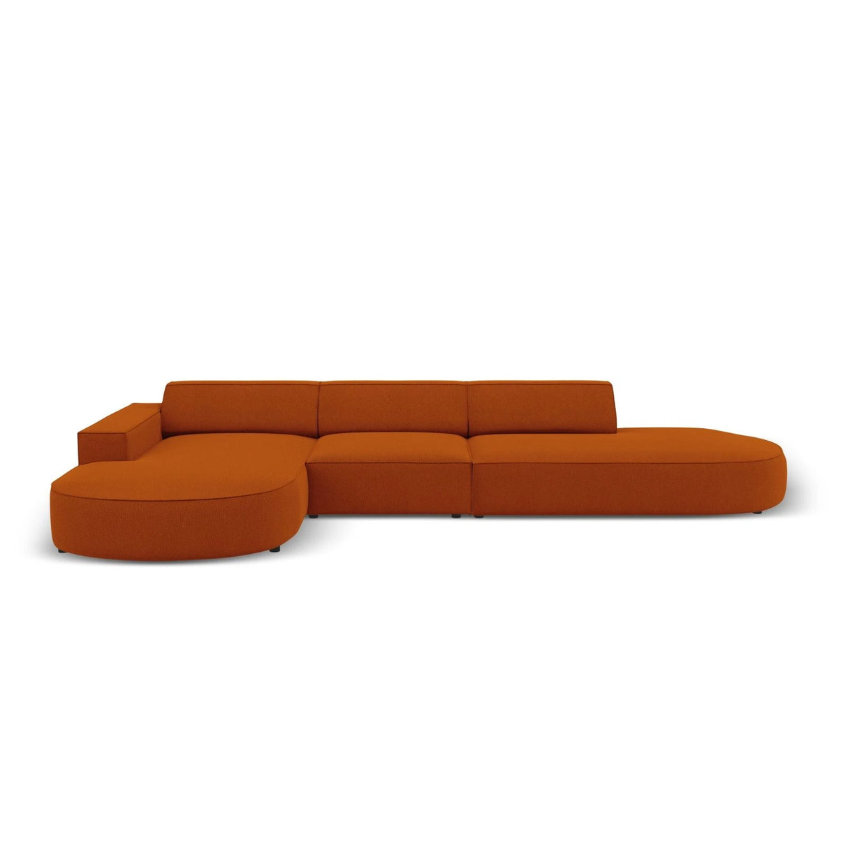 Jodie 5-Sitzer Ecksofa, Linke Seite, rund, aus Strukturierter Stoff (Meg357) in Terrakotta, 342x166 cm – Bild 1