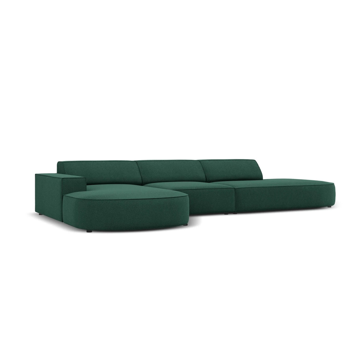 Jodie 5-Sitzer Ecksofa, Linke Seite, rund, aus Strukturierter Stoff (Meg359) in Grün, 342x166 cm – Bild 3