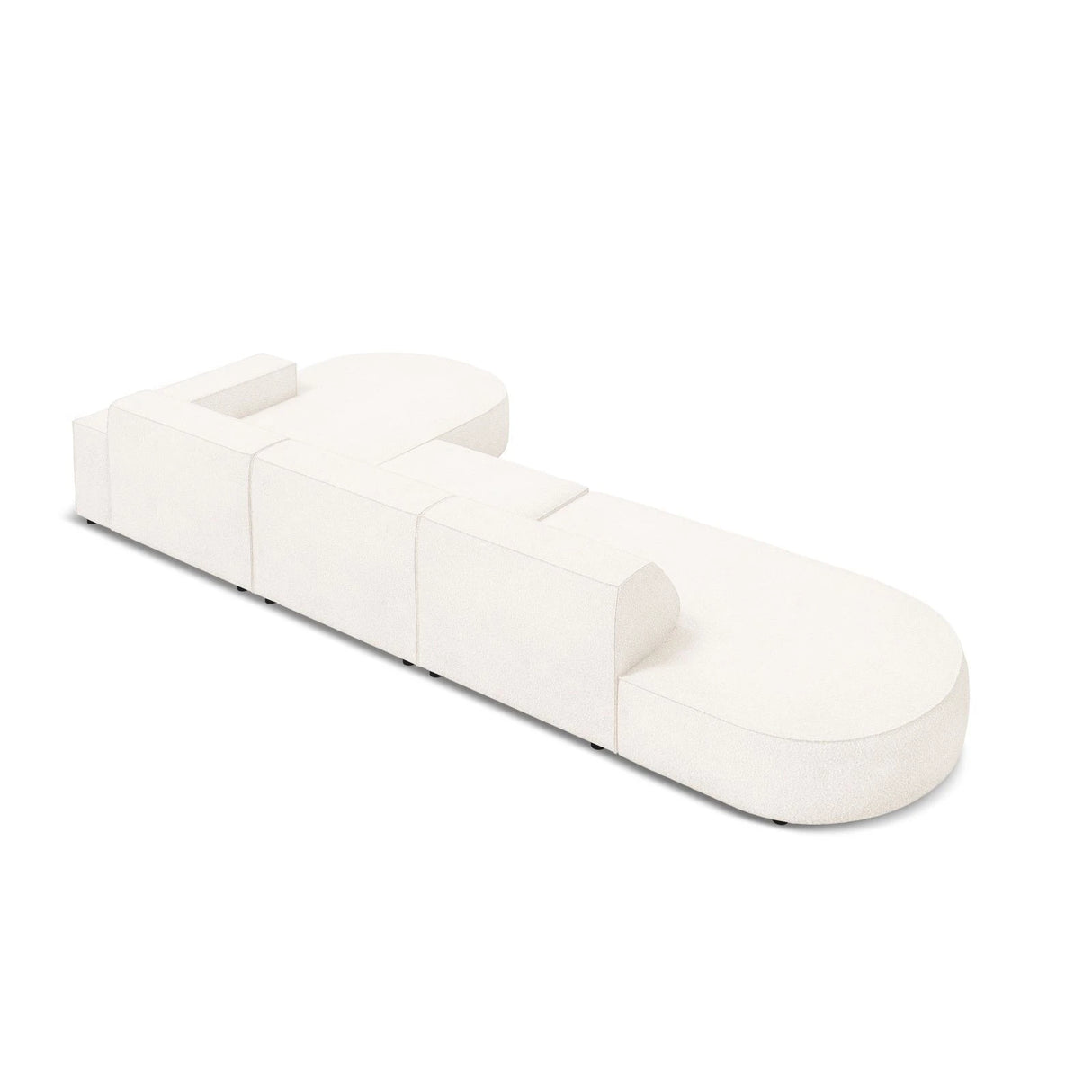 Jodie 5-Sitzer Ecksofa, Rechte Seite, rund, aus Boucle (AscNATA) in Beige, 342x166 cm – Bild 6